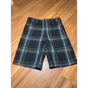 Vintage Y2K Quiksilver Boys Plaid Shorts Kids‎ Size S Black Gray Casual